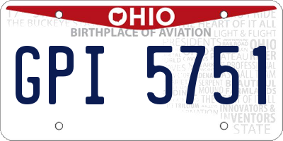 OH license plate GPI5751
