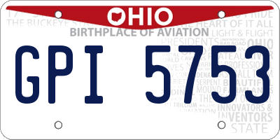 OH license plate GPI5753