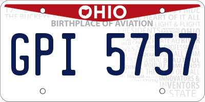 OH license plate GPI5757