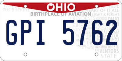 OH license plate GPI5762