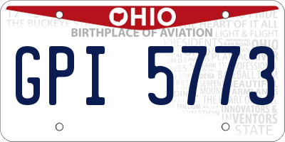 OH license plate GPI5773