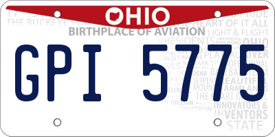 OH license plate GPI5775