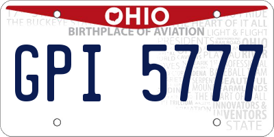 OH license plate GPI5777