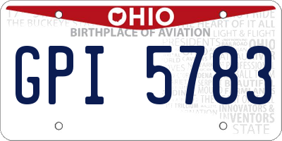 OH license plate GPI5783