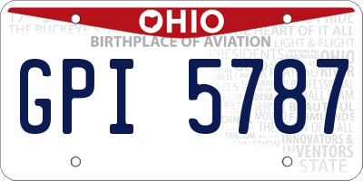 OH license plate GPI5787