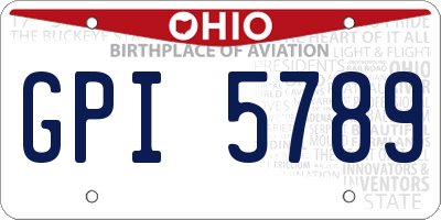 OH license plate GPI5789