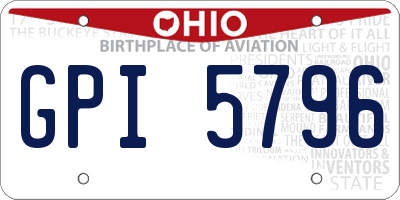 OH license plate GPI5796