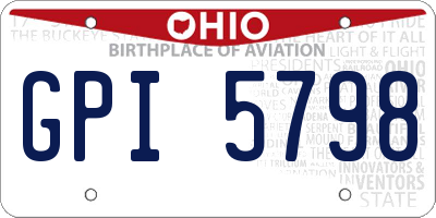 OH license plate GPI5798