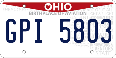 OH license plate GPI5803