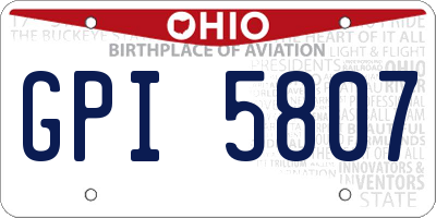 OH license plate GPI5807
