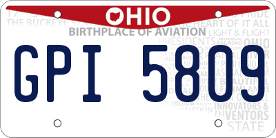 OH license plate GPI5809