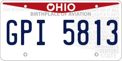 OH license plate GPI5813