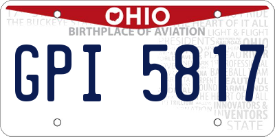 OH license plate GPI5817