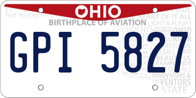 OH license plate GPI5827