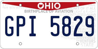 OH license plate GPI5829