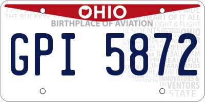 OH license plate GPI5872