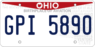 OH license plate GPI5890