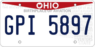 OH license plate GPI5897