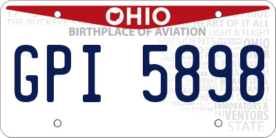 OH license plate GPI5898