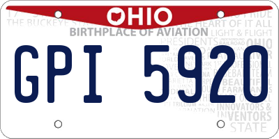 OH license plate GPI5920