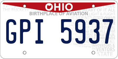 OH license plate GPI5937