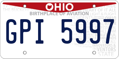 OH license plate GPI5997
