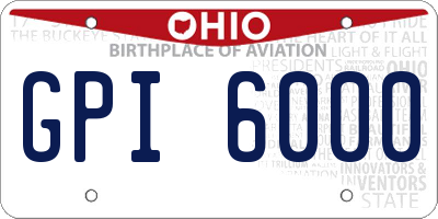 OH license plate GPI6000