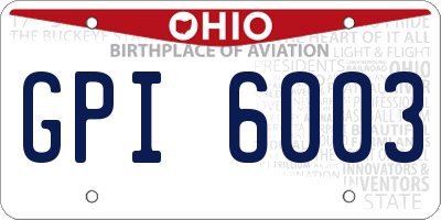 OH license plate GPI6003