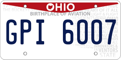 OH license plate GPI6007