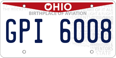 OH license plate GPI6008