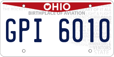 OH license plate GPI6010