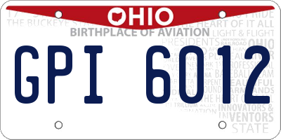 OH license plate GPI6012