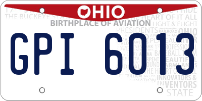 OH license plate GPI6013