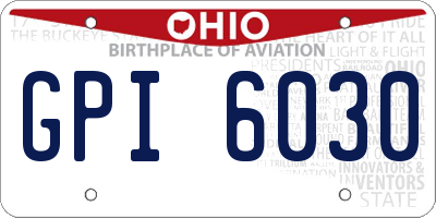 OH license plate GPI6030
