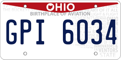 OH license plate GPI6034