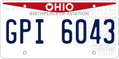 OH license plate GPI6043