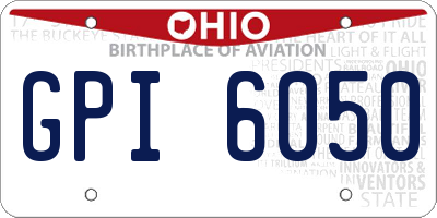 OH license plate GPI6050