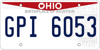 OH license plate GPI6053