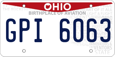 OH license plate GPI6063