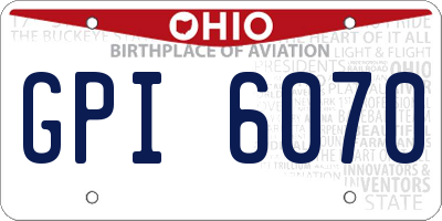OH license plate GPI6070