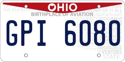 OH license plate GPI6080