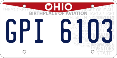 OH license plate GPI6103
