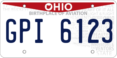 OH license plate GPI6123