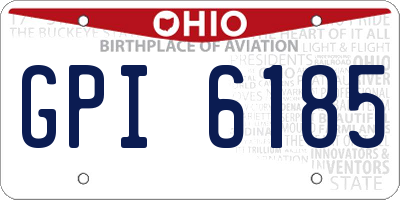 OH license plate GPI6185