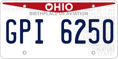 OH license plate GPI6250
