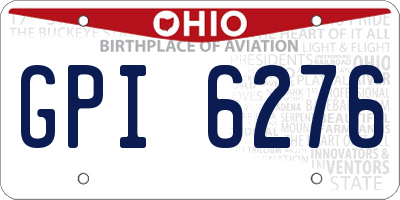 OH license plate GPI6276