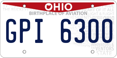 OH license plate GPI6300
