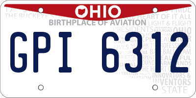 OH license plate GPI6312