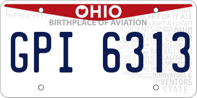OH license plate GPI6313