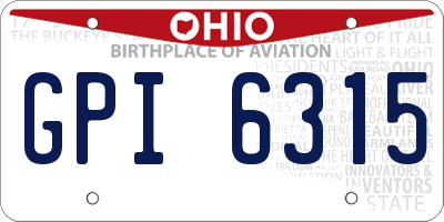 OH license plate GPI6315
